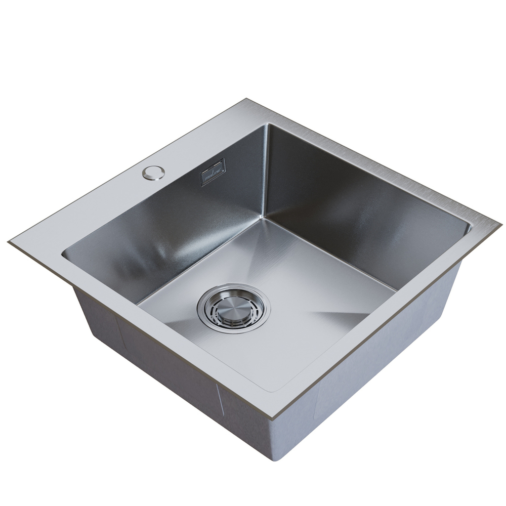 Мойка настол.монтаж 50х50 (3,0) вып 3 1/2  MIXLINE PRO с ФАСКОЙ 20см с сифоном (сатин)