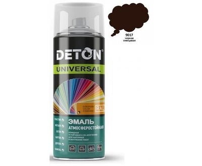 черная глянцевая эмаль-аэрозоль RAL 9017 алкидная атмосферостойкая DETON UNIVERSAL (520мл)
