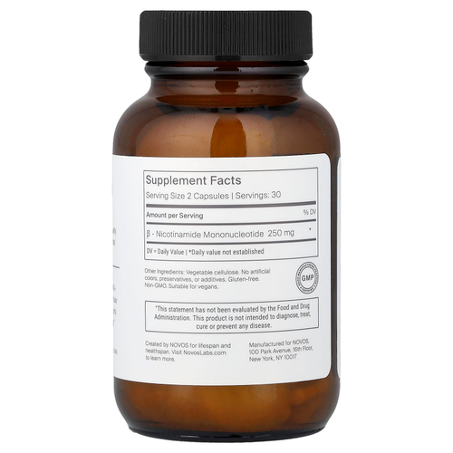 NOVOS, Novos Boost (NMN), 60 капсул (125 мг в 1 капсуле)