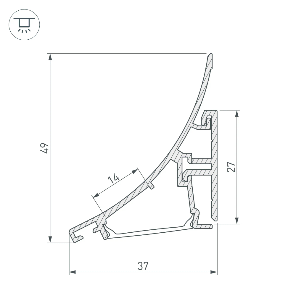 Профиль KARNIZ-R-2000 ANOD (Arlight, Алюминий) 021649