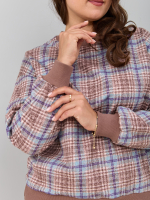 Костюм с брюками КБ-90М/клеткабеж-бирюза