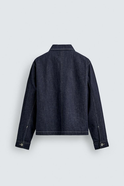 ZARA ДЖИНСОВАЯ КУРТКА-РУБАШКА НА МОЛНИИ, ИНДИГО