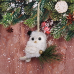 Украшение новогоднее подвесное «Совушка на веточке хвои» 10 см, Белый