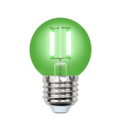 LED-G45-5W-GREEN-E27 GLA02GR Лампа светодиодная. Форма шар. Серия Air color. Зеленый свет. Картон. ТМ Uniel