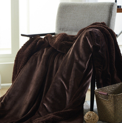 Плед двуспалка Шоколад Барашка Велюр-Плюш 200х220