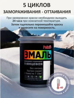 Краска эмаль для стен, окон, дверей, дерева белая акриловая глянцевая "Palizh" 1,1 кг