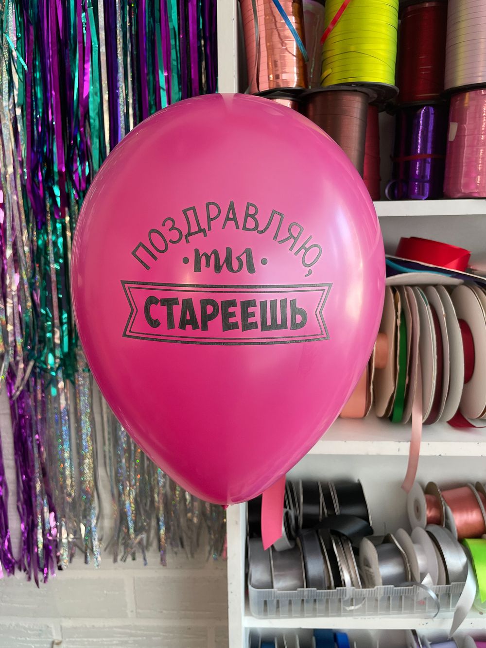 Шар с надписью ЧЮ 30 см 6/10 Поздравляю, ты стареешь. Фуксия (БГ-17) 
