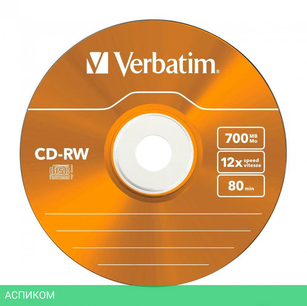 CD-R диск VerbatimW 700Mb 12x Slim case Color 5шт (43167)
