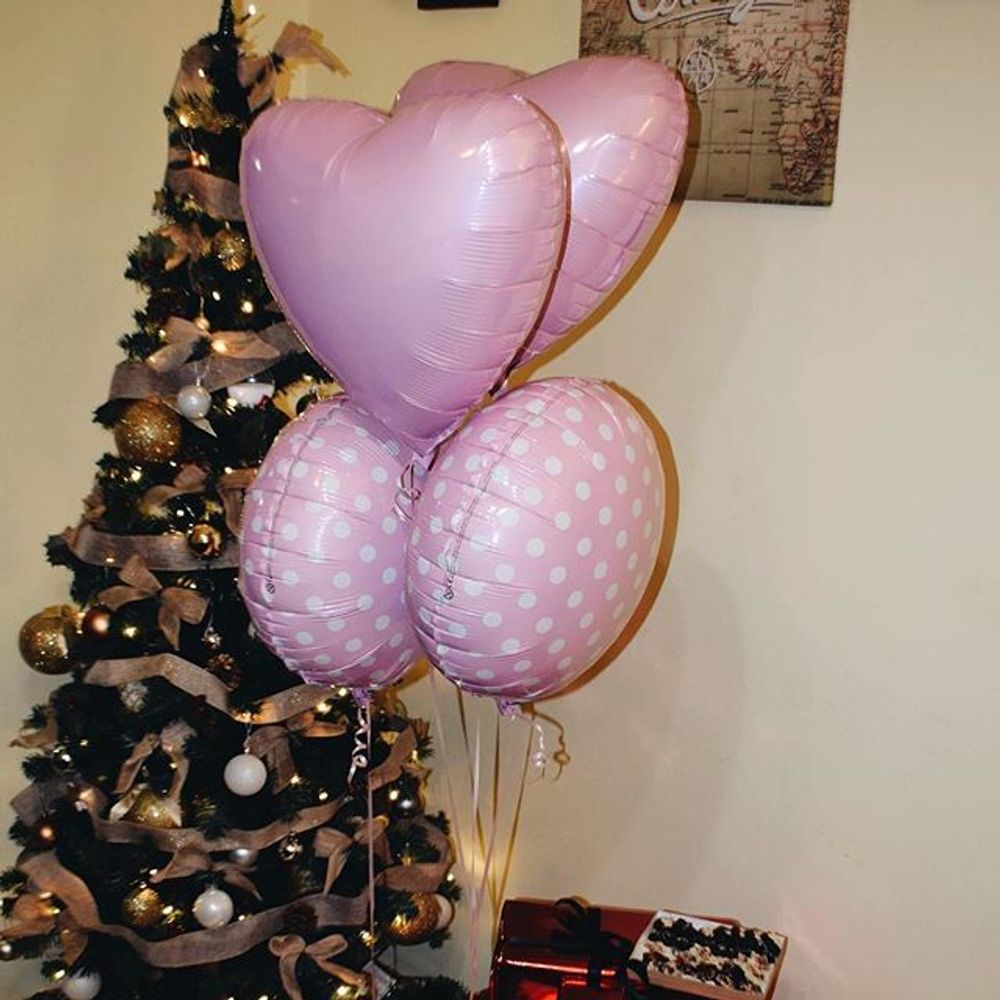 Шар (18"/46 см) Круг, Точки, Розовый