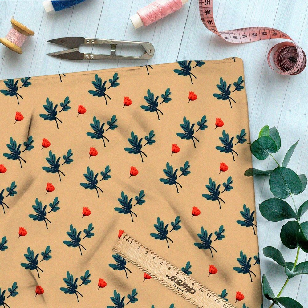 Ткань премиум бифлекс мелкие розочки