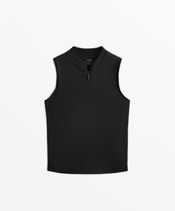 Oysho Топ без рукавов на молнии, черный