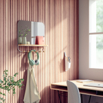 Зеркало с крючками для аксессуаров UMBRA Estique, 46х41 см, белое/натуральное дерево