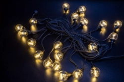 Светодиодная гирлянда Винтаж 20 теплых белых LED ламп, 10 м., статика, черный резиновый провод, Teamprof (TPF-VBL-10M-20-220V-RB/WW)