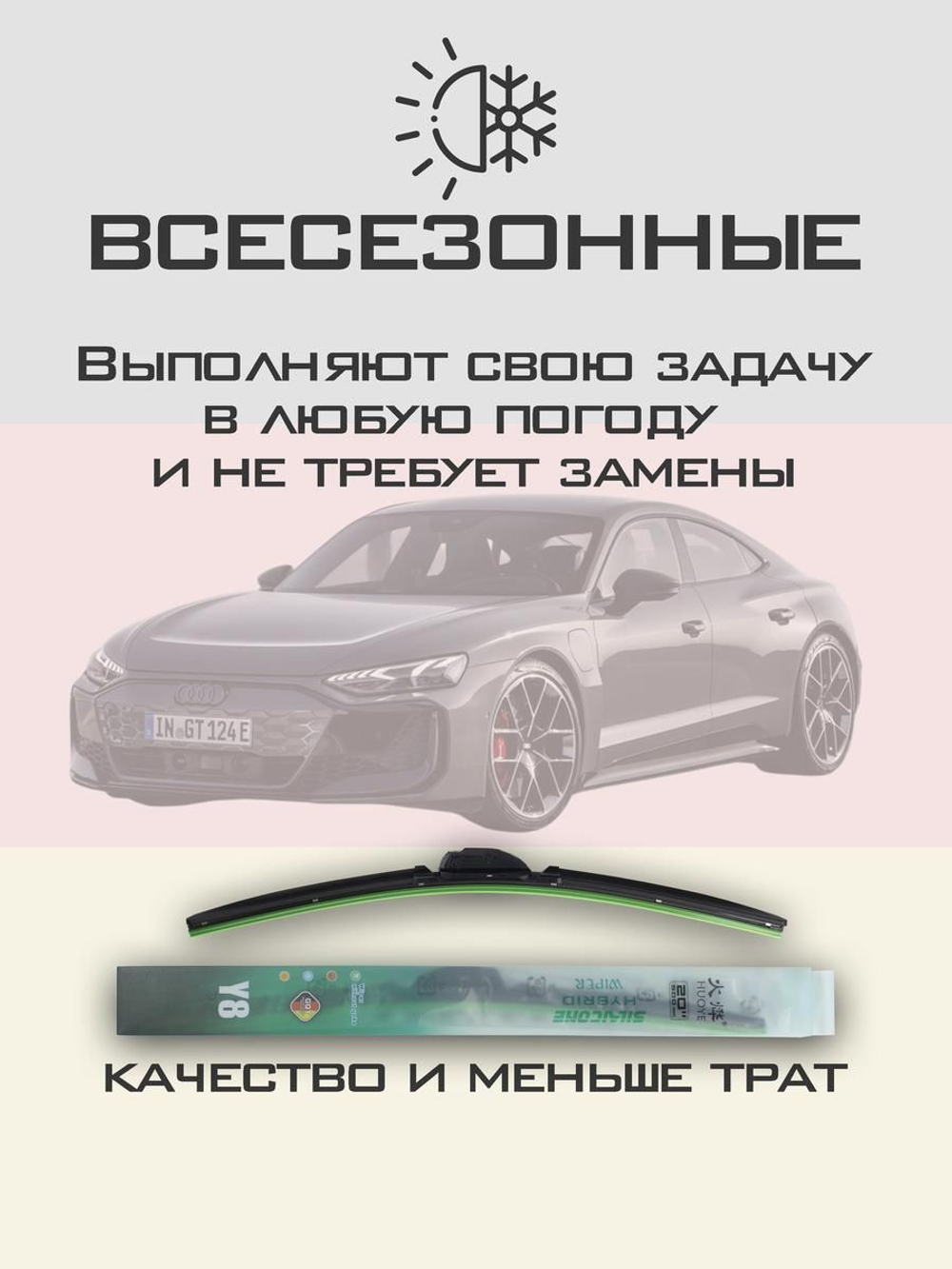 Щетки стеклоочистителя HUOYE Y8 650/500 мм на Audi RSetronGT | Push button