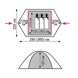 Tramp палатка Peak 3 (V2) (серый)