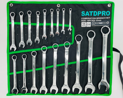 Набор комбинированных ключей SATDPRO, рожковый и накидной профиль, 8-32 мм, 18 шт