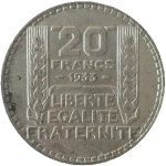 France, 20 Francs 1933 – "Turin" Series, XF
