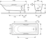 Ванна чугунная Jacob Delafon MELANIE 170х70 пристенная (E2925-00)