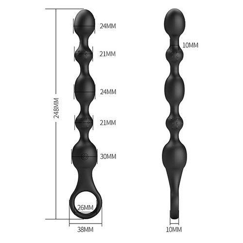 Черная анальная цепочка с вибрацией 24,8см Pretty Love Van BI-040142