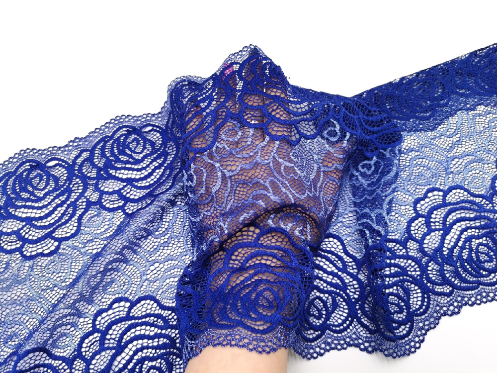 Эластичное кружево, 24,5 см, синее (Арт: EK-2706), м