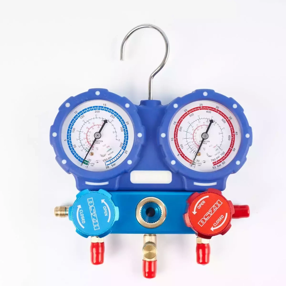 Манометрическая станция DSZH WK-C3601S (R22/404/407/410; 2-х вентильная; шланги 1/4" SAE - 90см)