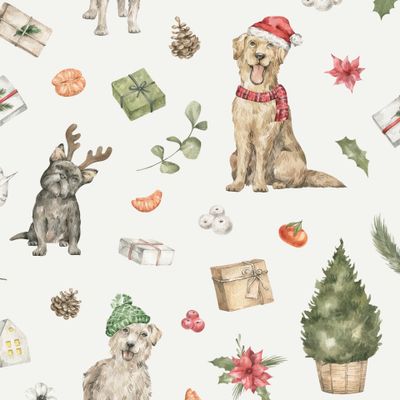 Новогодние собаки, елка, подарки