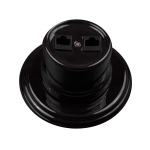 Розетка RJ45 информационная двойная, керамика, цвет черный B1-302-03