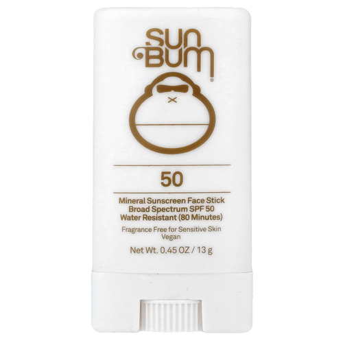 Sun Bum, минеральный солнцезащитный стик для лица, SPF 50, для чувствительной кожи, без отдушек, 13 г (0,45 унции)
