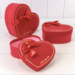 Коробка 22.2х19.5х9 см Набор 3 шт "Сердце" с бантом (Красный)