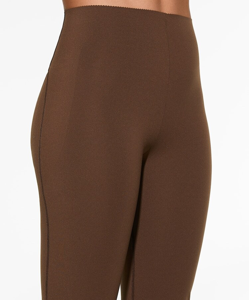 OYSHO Компрессионные брюки клеш Flare Compressive Raise Up, коричневый