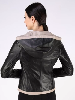 Кожаная куртка демисезонная с капюшоном