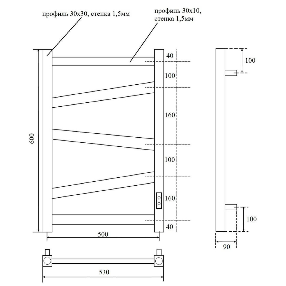 Полотенцесушитель электрический Point Феникс PN15856W П5 500x600, белый