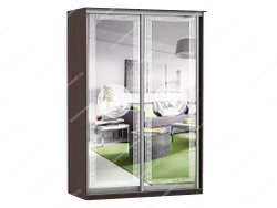 Шкаф купе Модерн 1490х600 2-х дверный 2-х секционный зеркальный с пескоструем №1 венге