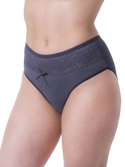 Классические женские слипы средней посадки в горошек (Размер: XXL) (Цвет: темно-серый)