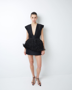 Платье из шелка и шерсти Диор с формодержащими бедрами черный