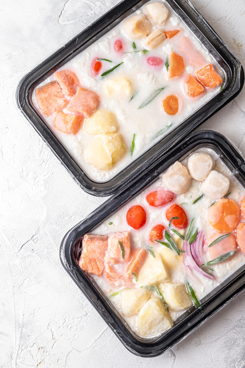 Суп финская уха с форелью и приморским гребешком 430 гр