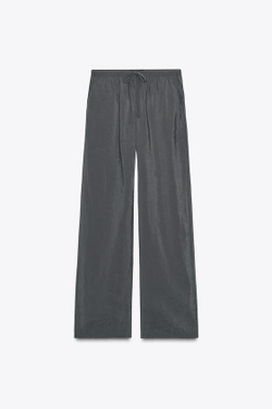 ZARA БРЮКИ-ПАЛАЦЦО ИЗ СТРУЯЩЕЙСЯ ТКАНИ, СИНИЙ МЕЛАНЖ