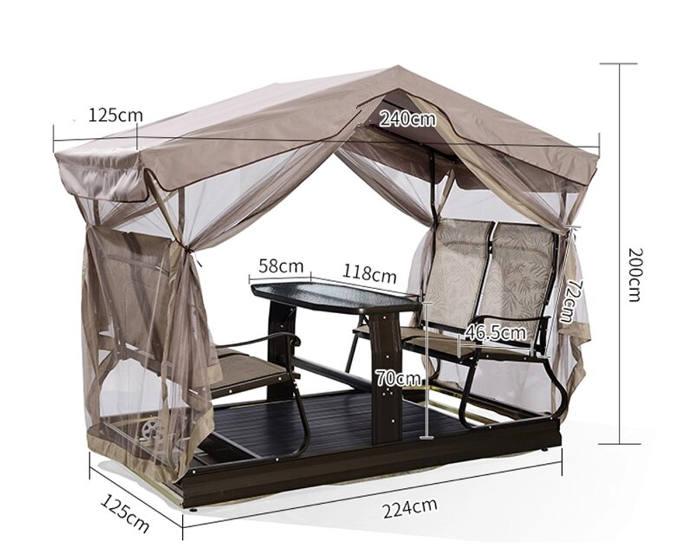 Маятниковые садовые качели-беседка Grain со столом