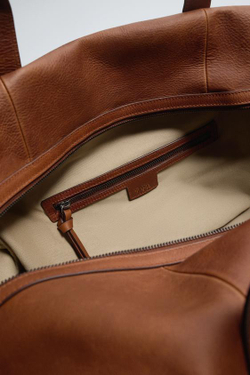 ZARA КОЖАНАЯ СУМКА XL, КОРИЧНЕВЫЙ