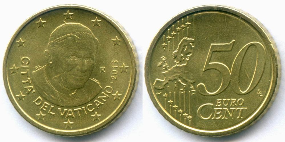 Набор 50 евроцентов 2013, 2015 и 2017 гг. Ватикан. Регулярные типы. Нордик AUNC