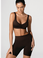 бесшовные коричневые женские укороченные велосипедки с высокой посадкой