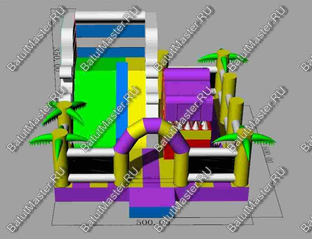 Коммерческий батут "Белый клык" с механизированной головой, размер 6*6*4 м