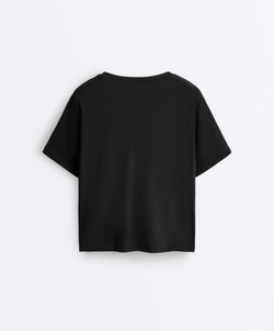 Oysho Boxy футболка с короткими рукавами из смесового хлопка, черный