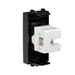 Компьютерная розетка RJ-45 без шторки модульная, кат.5е, "Avanti", "Черный квадрат", 1 модуль