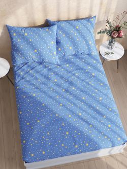 Постельное белье перкаль Сказка "Зимние звезды" 1,5-сп Наволочка 50х70 см 1 шт Простынь 150x215 см Пододеяльник 145x215 см
