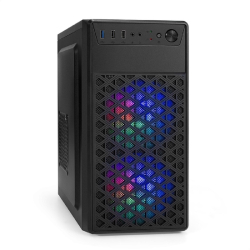 Корпус для компьютера Exegate EX296979RUS Корпус Minitower ExeGate mEVO-7803 (mATX, без БП, 2*USB+1*USB3.0, HD аудио, черный, 2 вент. 12см с RGB подсветкой)