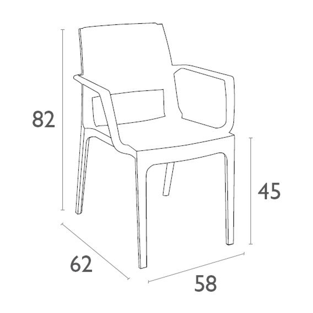 Кресло пластиковое плетеное Siesta Contract Capri, коричневый