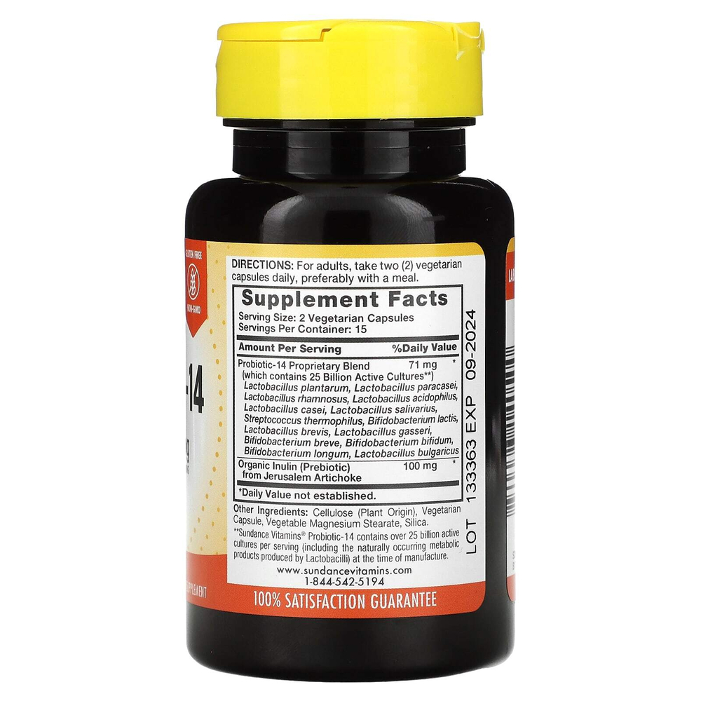 Sundance Vitamins, Probiotic-14, 30 вегетарианских капсул (35,5 мг в 1 капсуле)