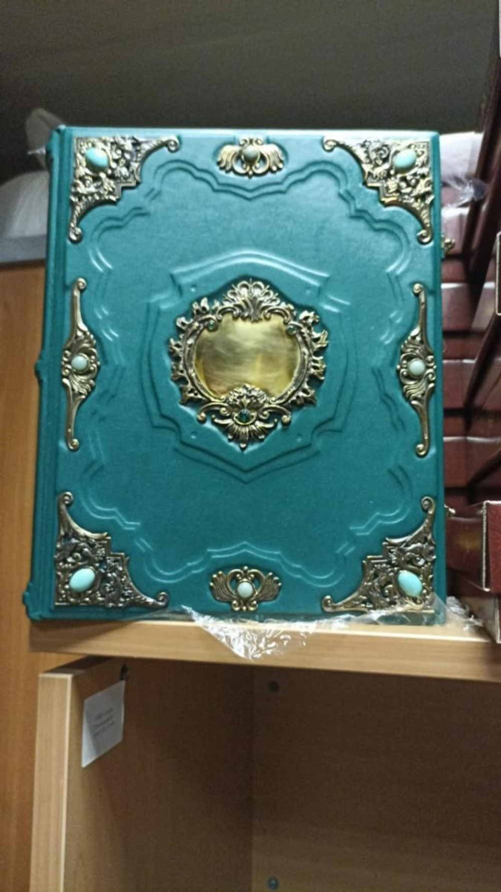 Большая семейная родословная книга "Ювелирная", натуральная кожа (зеленая)