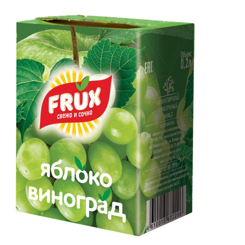 Напиток FRUX Сокосодержащий Яблоко-Виноград 200мл тетра-пак